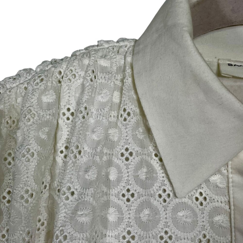SAARADE White Cotton Eyelet Shirt Dress Scandinavian Chic NWT US 4 / EU 36 - Picture 7 of 15